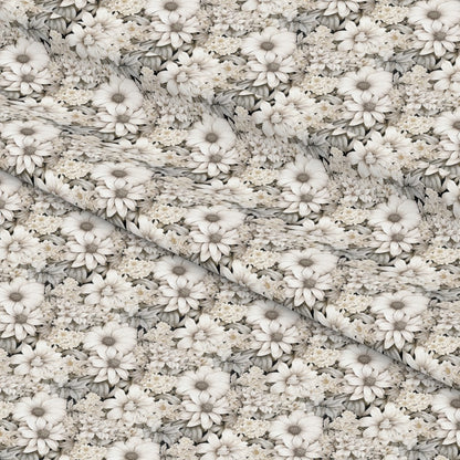White Flowers Pattern 2 Quilting Cotton Fabric