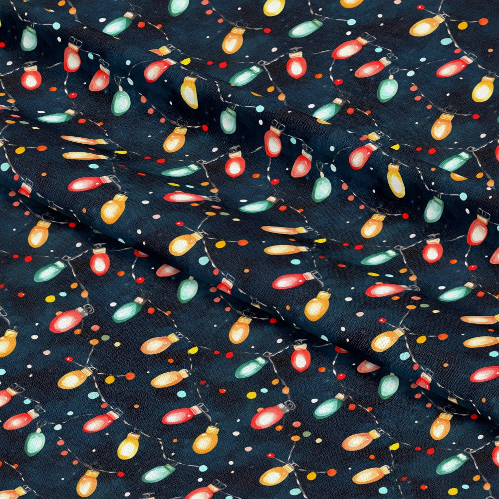 Watercolor Christmas Lights Pattern 11 Quilting Cotton Fabric