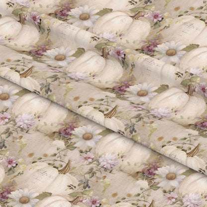 White Fall Pumpkins Pattern 20 Quilting Cotton Fabric