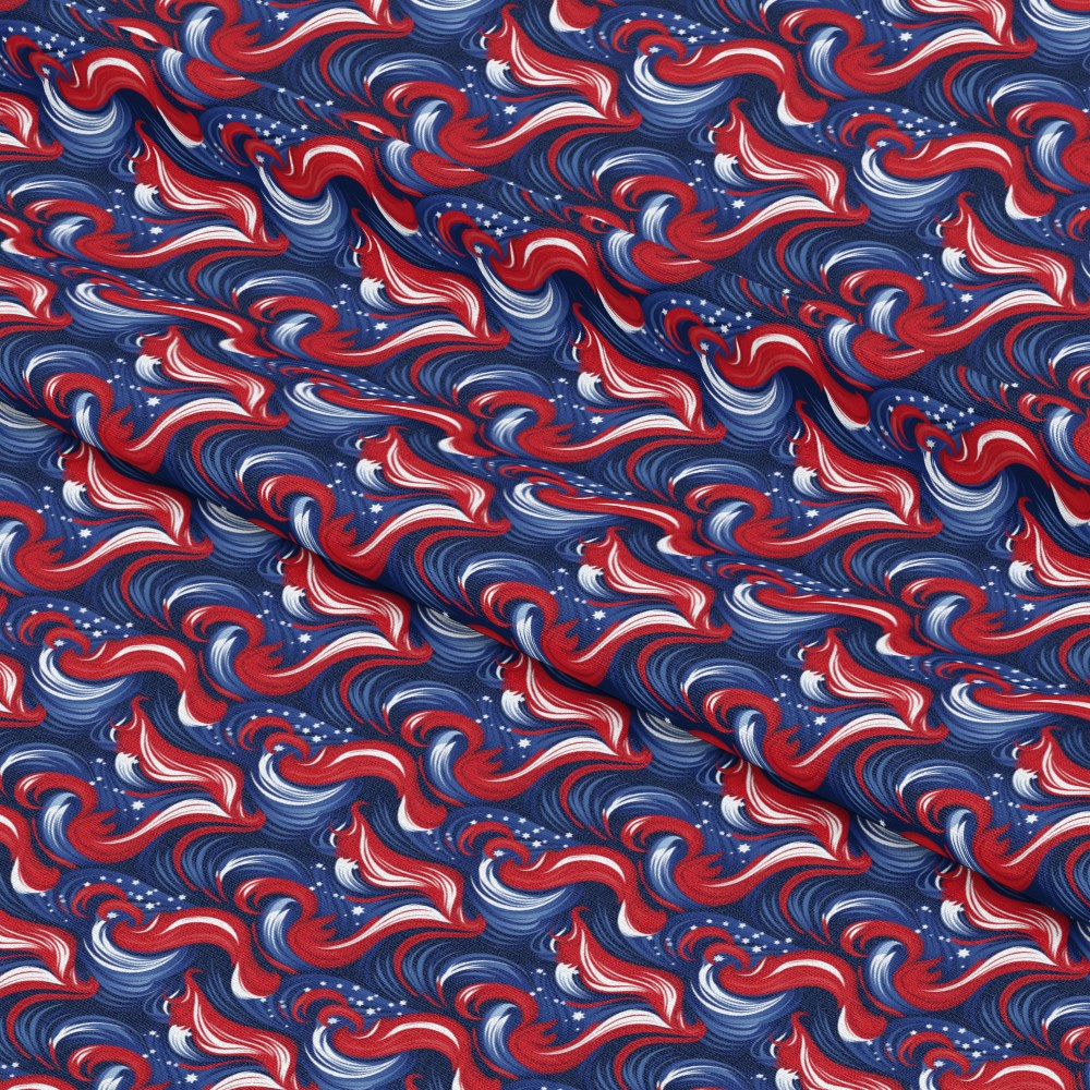USA Flag Swirls Pattern 8 Quilting Cotton Fabric