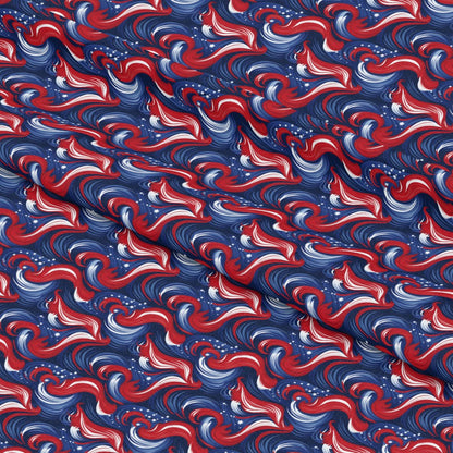 USA Flag Swirls Pattern 8 Quilting Cotton Fabric