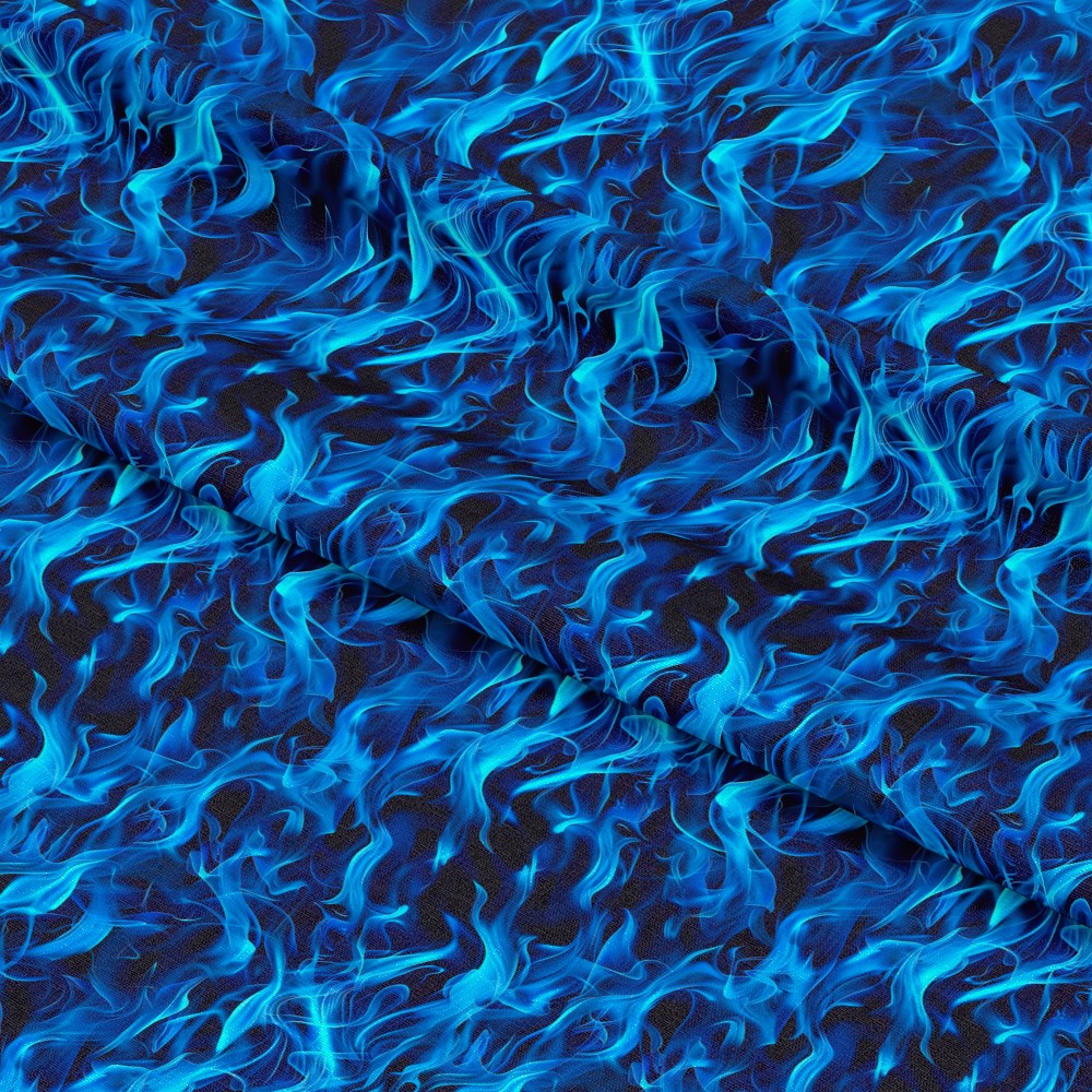 Blue Splash Fire Flame Pattern 4 Quilting Cotton Fabric