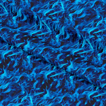 Blue Splash Fire Flame Pattern 4 Quilting Cotton Fabric