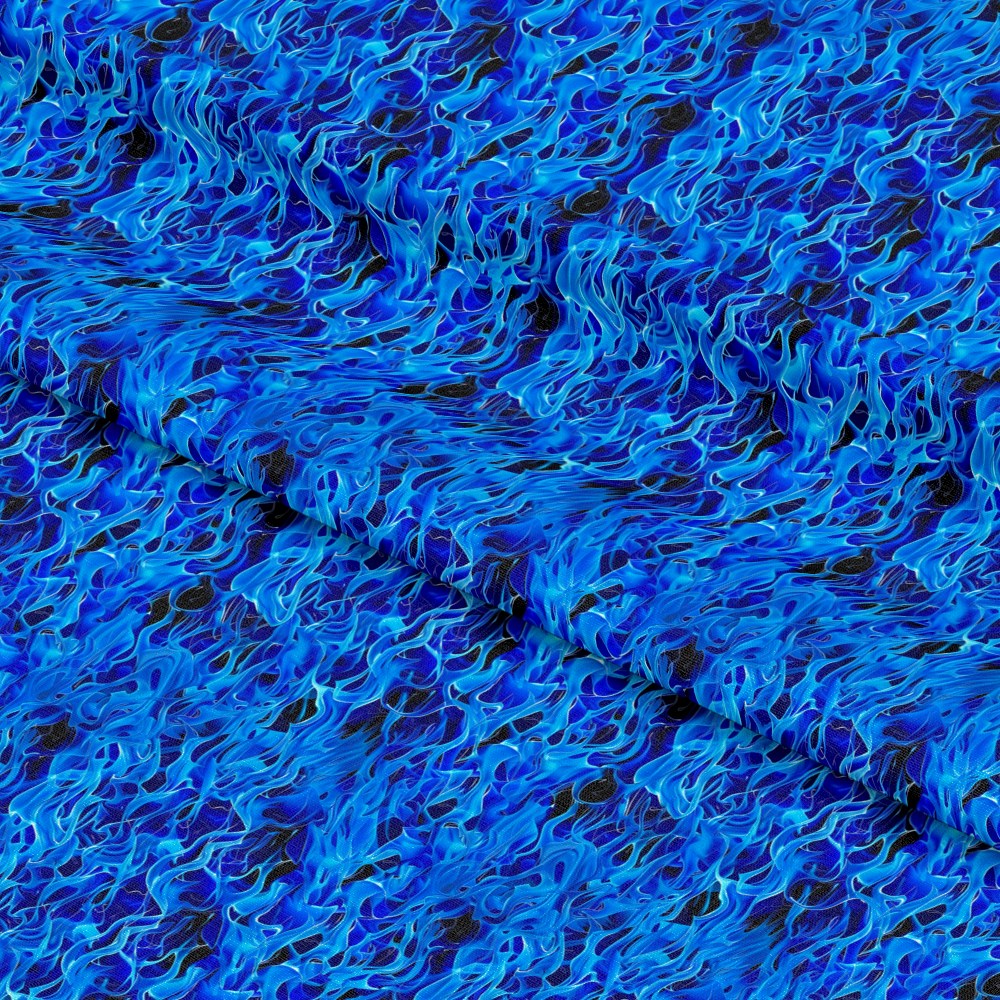 Blue Splash Fire Flame Pattern 11 Quilting Cotton Fabric