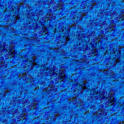 Blue Splash Fire Flame Pattern 11 Quilting Cotton Fabric