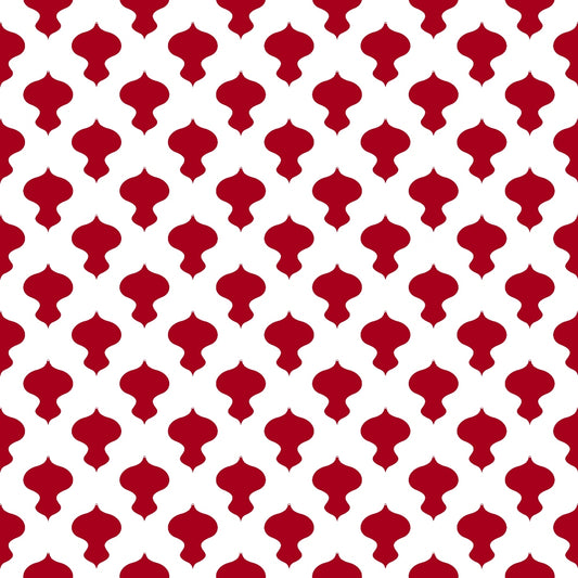 Red geometric shapes in a repeating pattern on a white background.