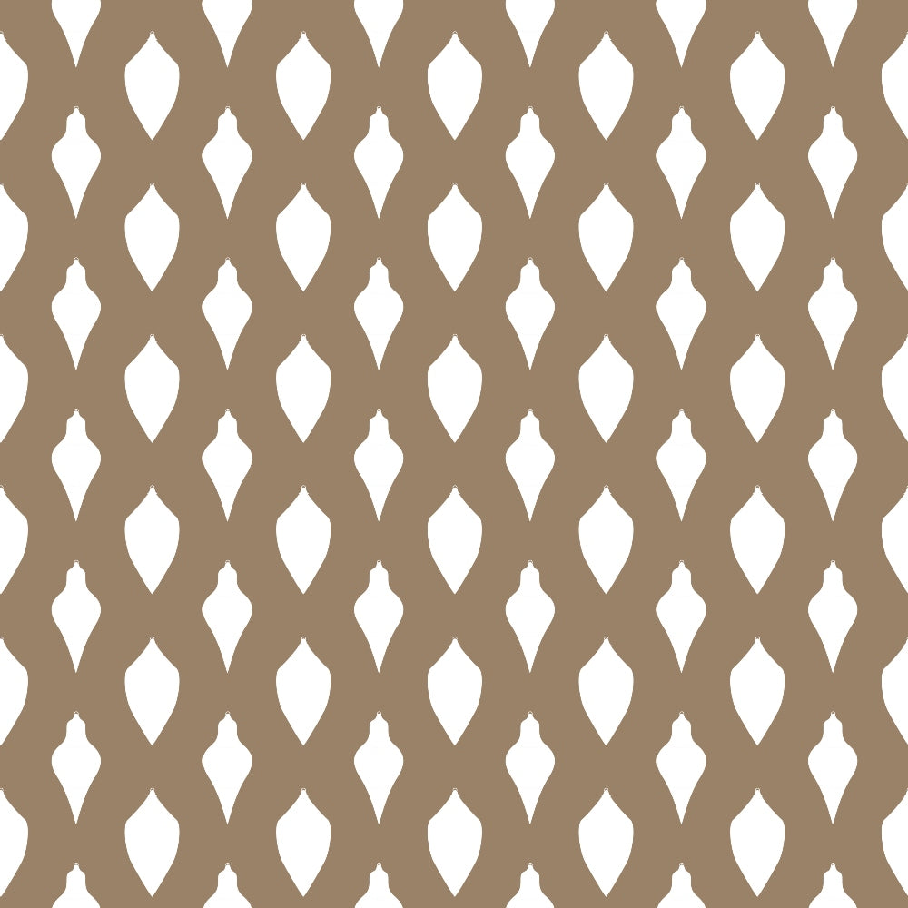 A repeating pattern of white teardrop shapes on a brown background.