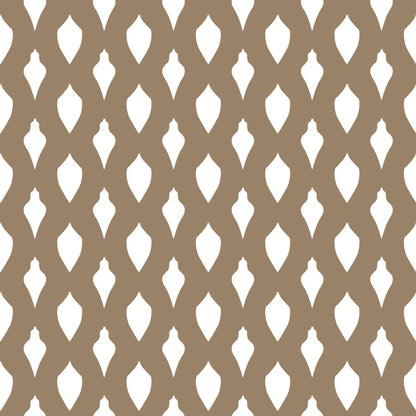 A repeating pattern of white teardrop shapes on a brown background.