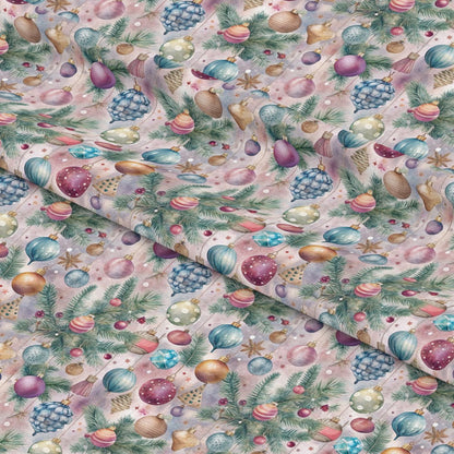 Pastel Christmas Time Pattern 3 Quilting Cotton Fabric
