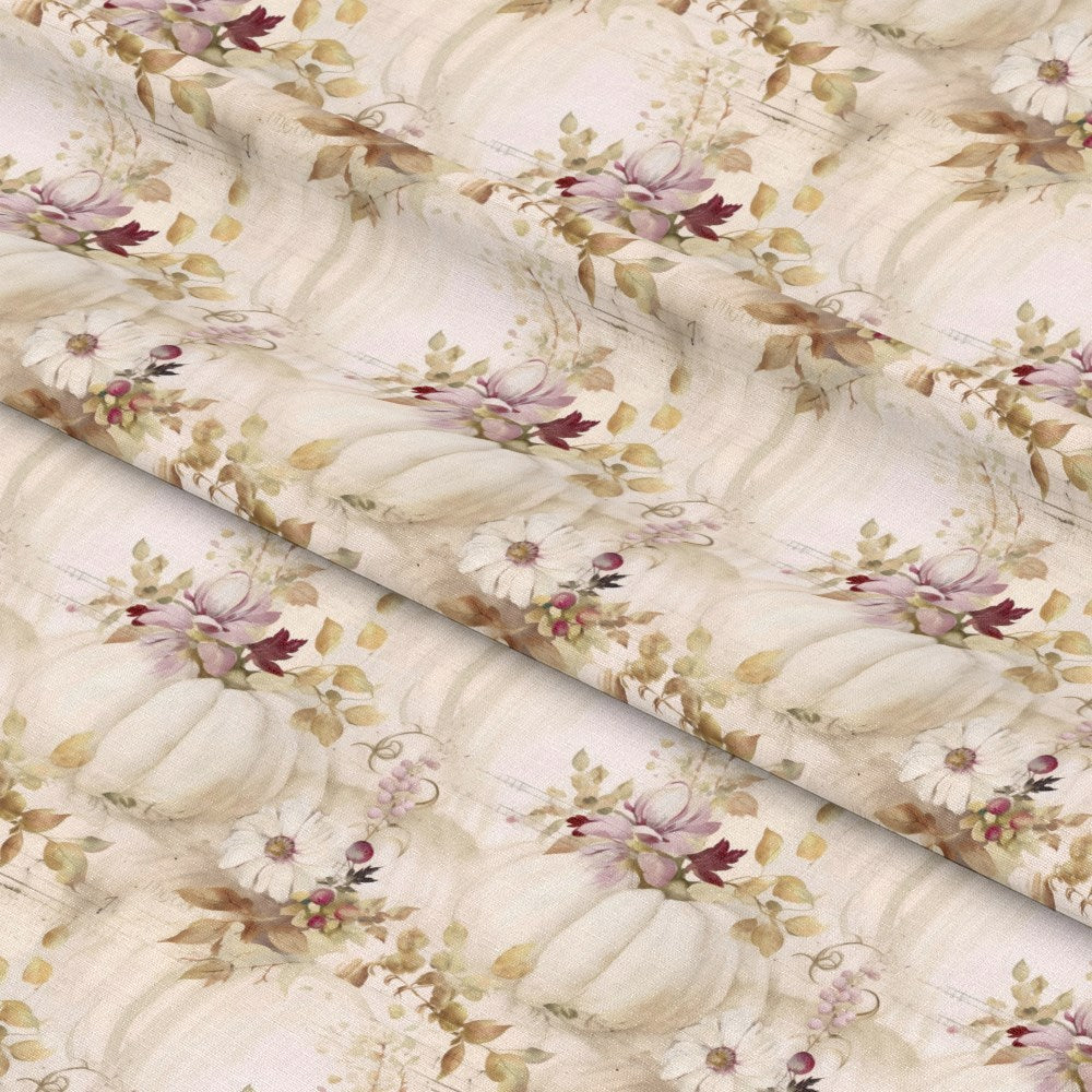 White Fall Pumpkins Pattern 13 Quilting Cotton Fabric