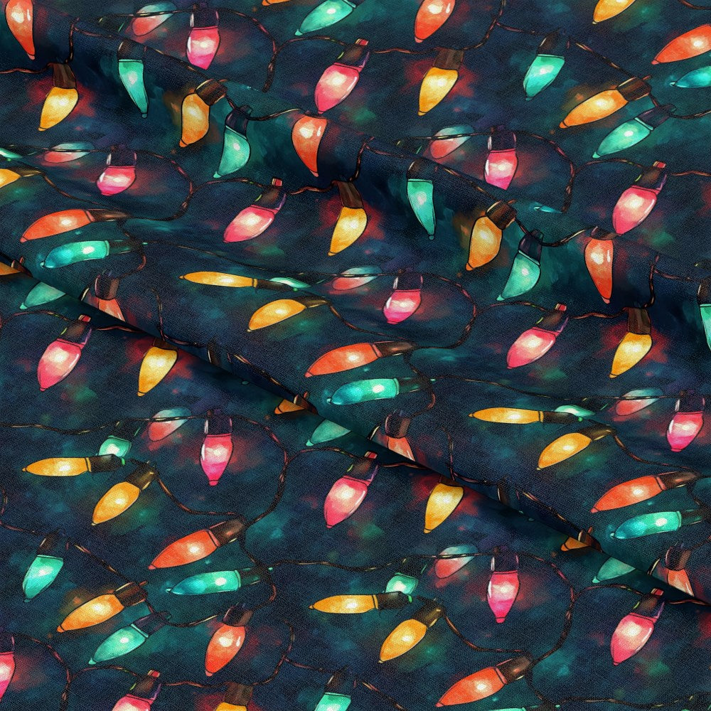 Watercolor Christmas Lights Pattern 5 Quilting Cotton Fabric