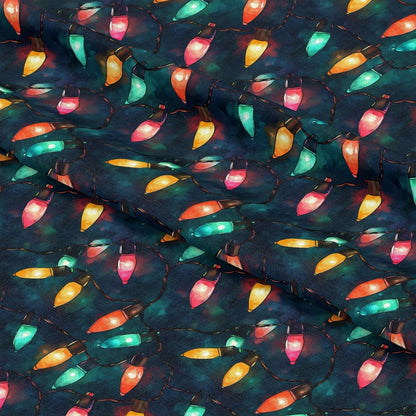 Watercolor Christmas Lights Pattern 5 Quilting Cotton Fabric