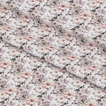 White Flowers Pattern 7 Quilting Cotton Fabric