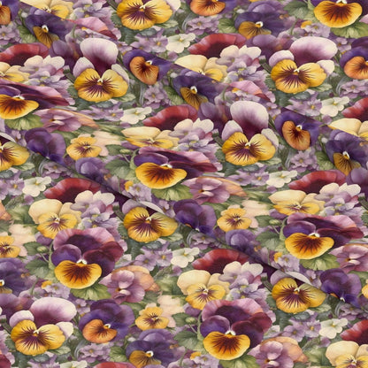 Pansy Flowers Pattern 6 Quilting Cotton Fabric
