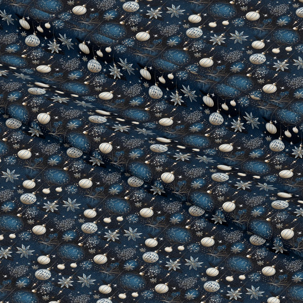 Navy and Cream Christmas Pattern 6 Quilting Cotton Fabric