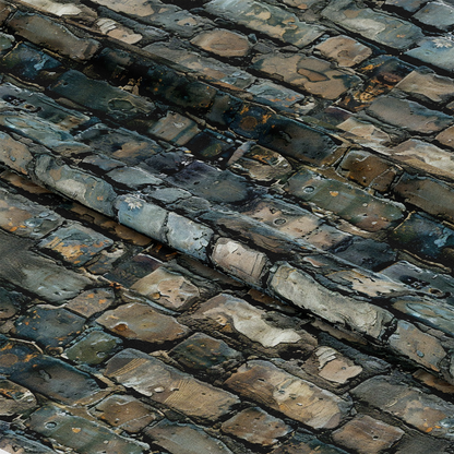 - Brick Walls Pattern 11 Quilting Cotton Fabric - brown, gray, beige, black, blue - stone, brick, textured, rustic, natural, quilting, cotton, layered, fabric, yardage