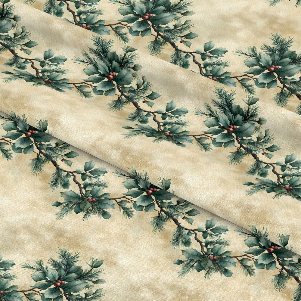 Winter Greenery Pattern 1 Quilting Cotton Fabric