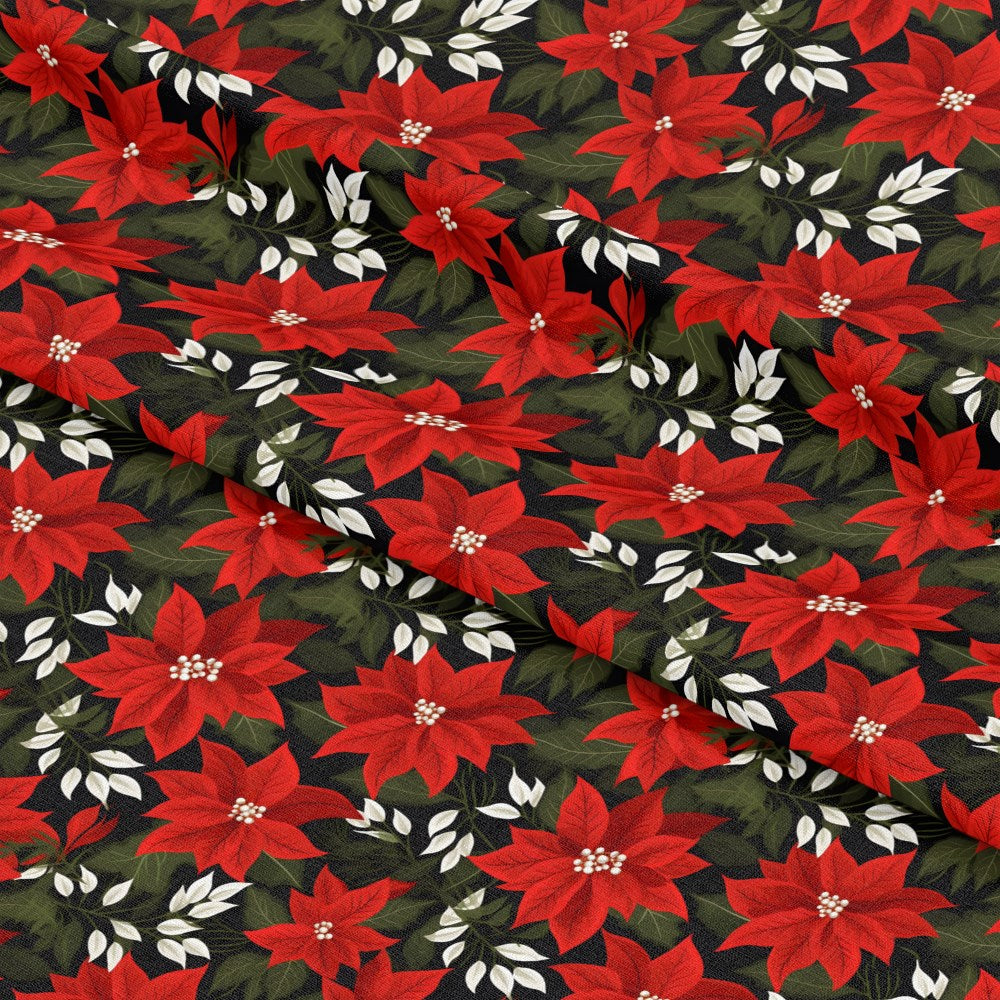 Poinsettia Blooms Pattern 3 Quilting Cotton Fabric