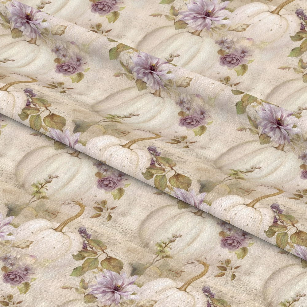 White Fall Pumpkins Pattern 5 Quilting Cotton Fabric