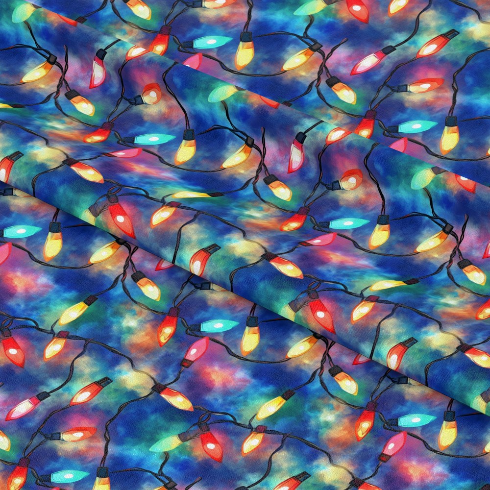 Watercolor Christmas Lights Pattern 2 Quilting Cotton Fabric