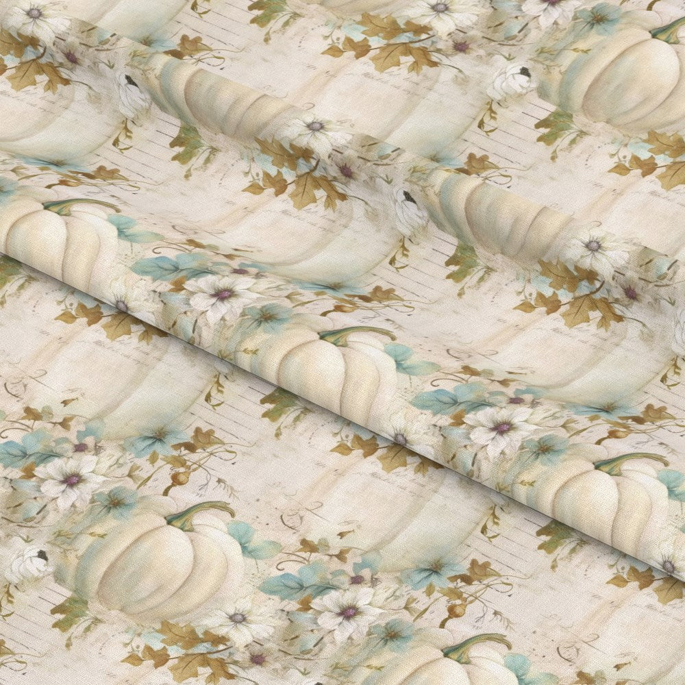 White Fall Pumpkins Pattern 17 Quilting Cotton Fabric