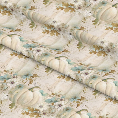 White Fall Pumpkins Pattern 17 Quilting Cotton Fabric