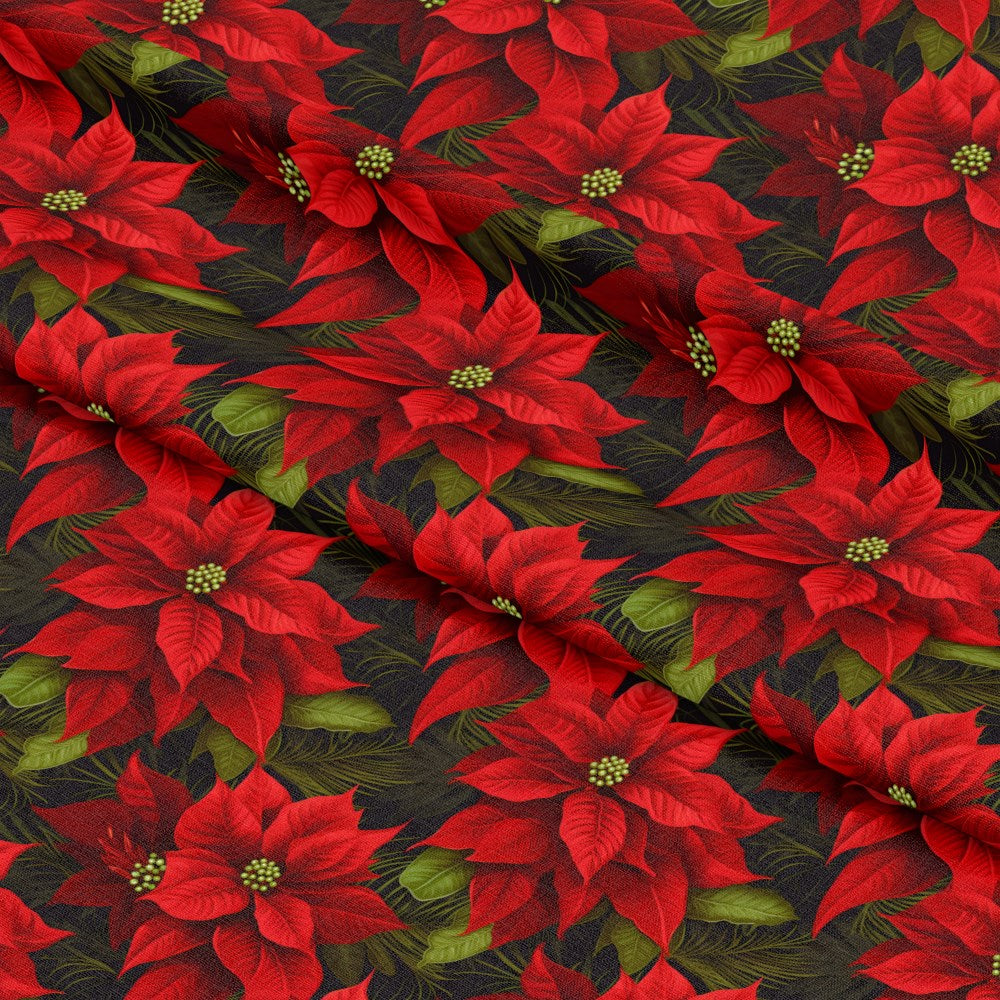 Poinsettia Blooms Pattern 7 Quilting Cotton Fabric