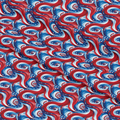 USA Flag Swirls Pattern 10 Quilting Cotton Fabric