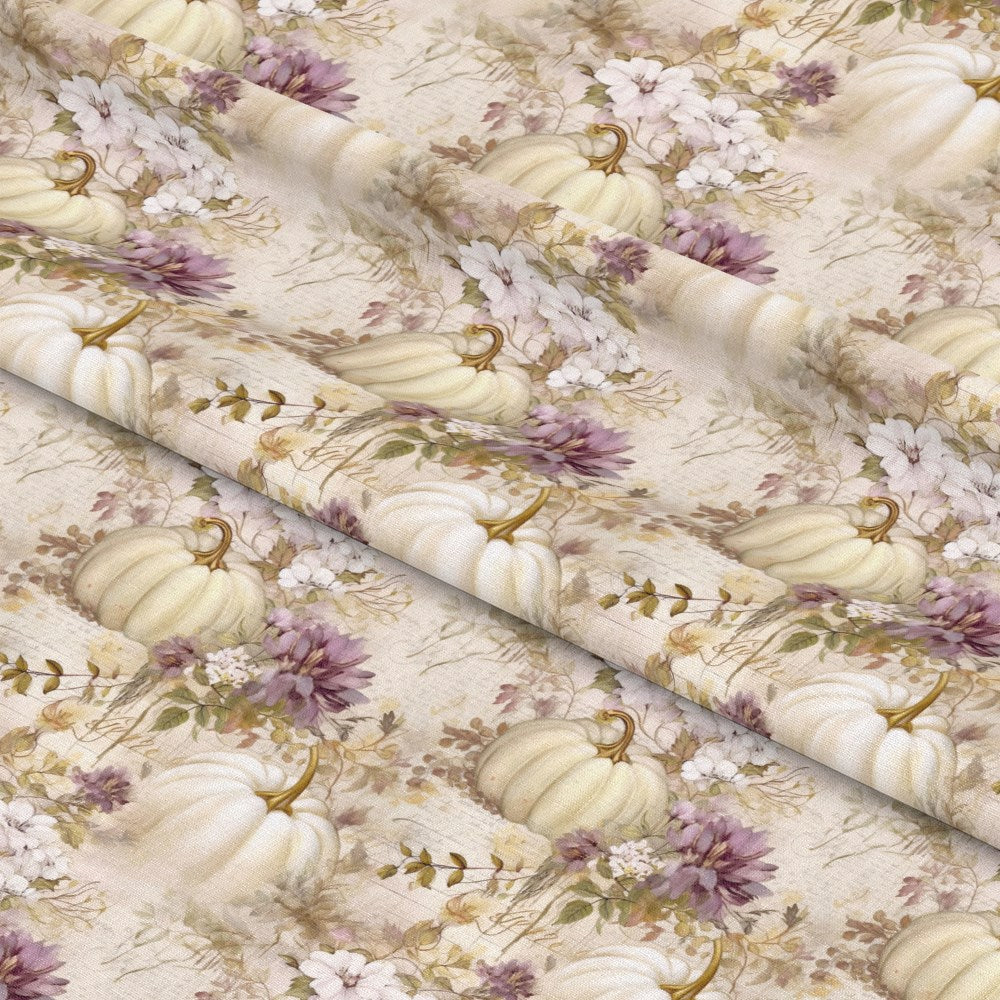 White Fall Pumpkins Pattern 18 Quilting Cotton Fabric
