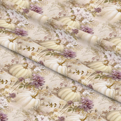 White Fall Pumpkins Pattern 18 Quilting Cotton Fabric