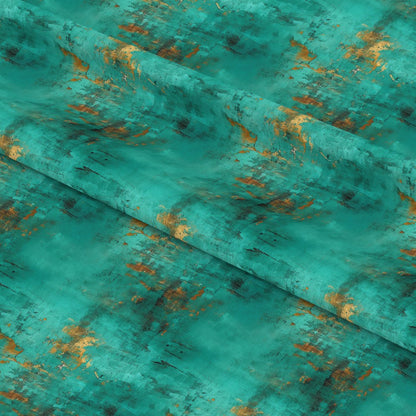 Teal Grunge Pattern 3 Quilting Cotton Fabric