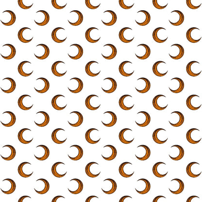 Pattern of brown croissants on a white background, arranged in diagonal rows.