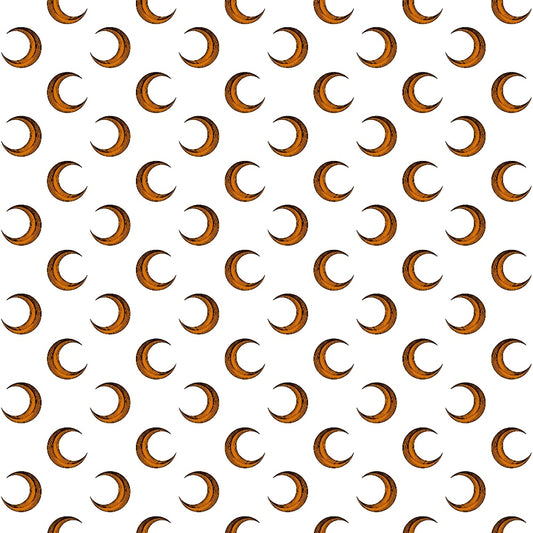 Pattern of brown croissants on a white background, arranged in diagonal rows.