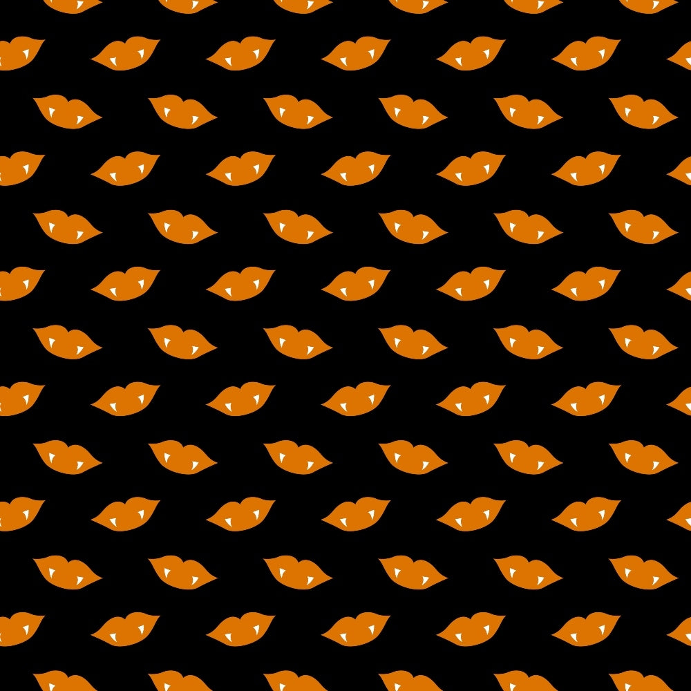 Pattern of orange fox faces with white details on a black background, arranged in a regular, repeating grid.