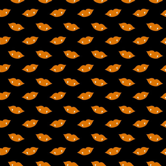 Pattern of orange fox faces with white details on a black background, arranged in a regular, repeating grid.