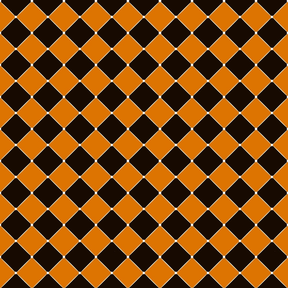 A pattern of alternating orange and black diamond shapes arranged in a grid.