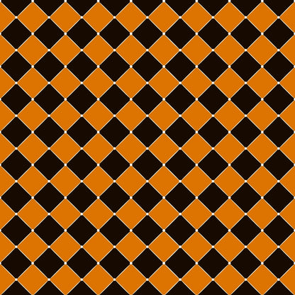 A pattern of alternating orange and black diamond shapes arranged in a grid.