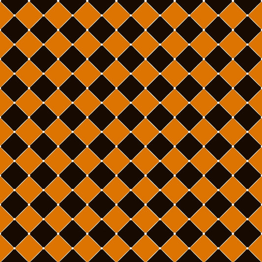 A pattern of alternating orange and black diamond shapes arranged in a grid.