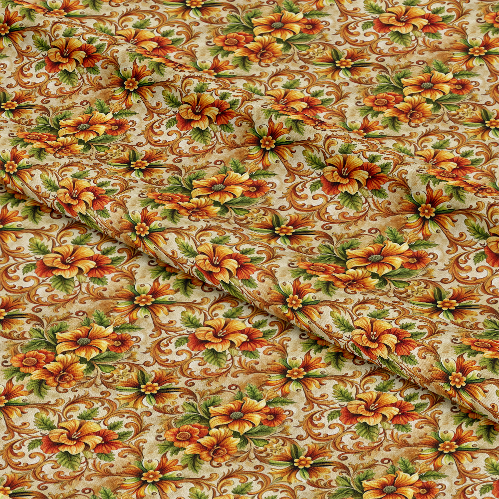 Baroque Florals Pattern 40 Quilting Cotton Fabric