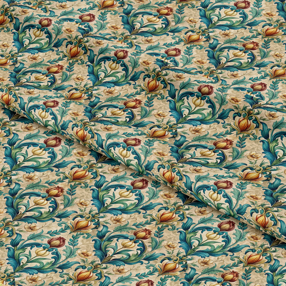 Baroque Florals Pattern 50 Quilting Cotton Fabric