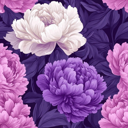 Purple and Pink Peony Flowers Fat Quarter Bundle
