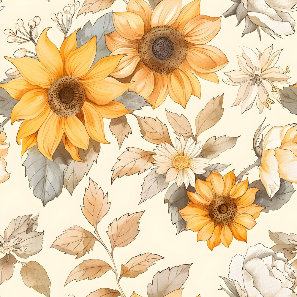 Vintage Autumn Sunflowers Fat Quarter Bundle