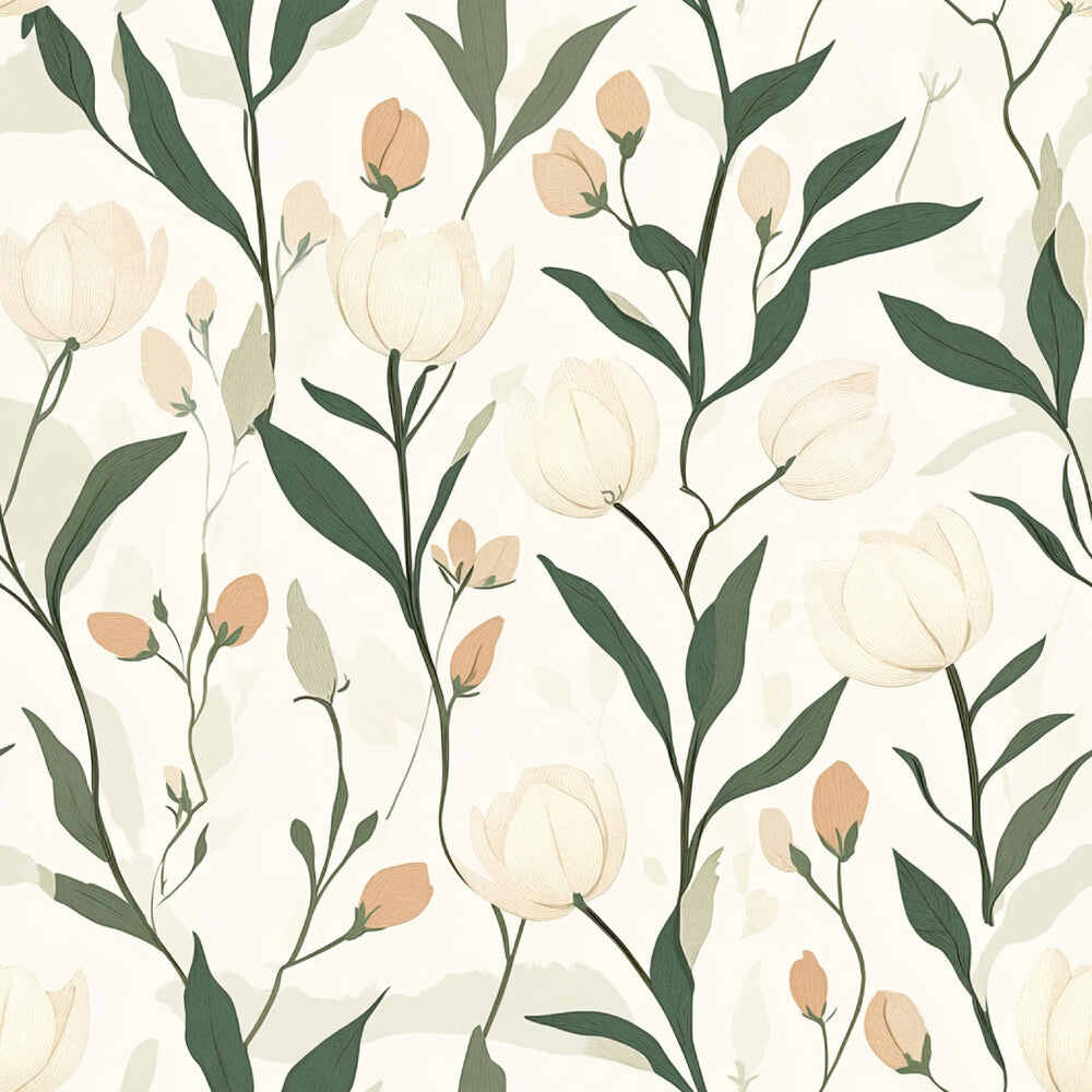 Sage Green and Peach Floral Fat Quarter Bundle