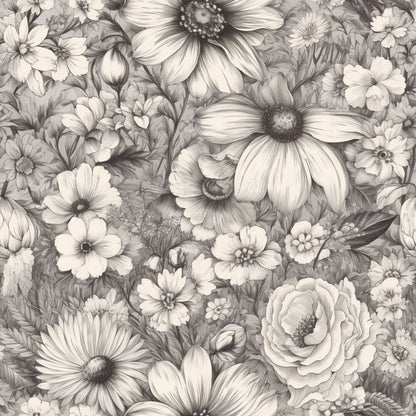 Peonies Pencil Sketched Fat Quarter Bundle