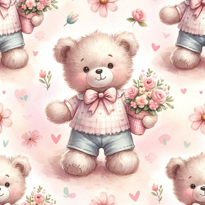 Pink Night Time Teddy Bears Fat Quarter Bundle