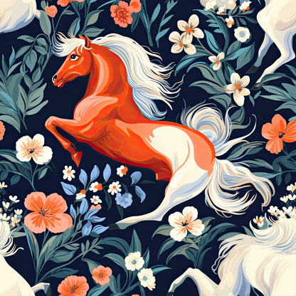 Cute Floral Horses Fat Quarter Bundle