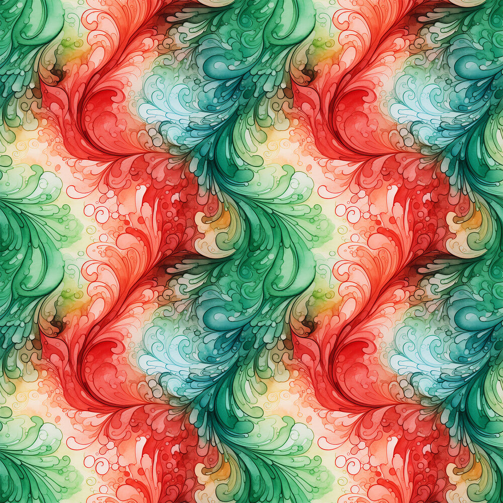 Watercolor Christmas Swirls Fat Quarter Bundle