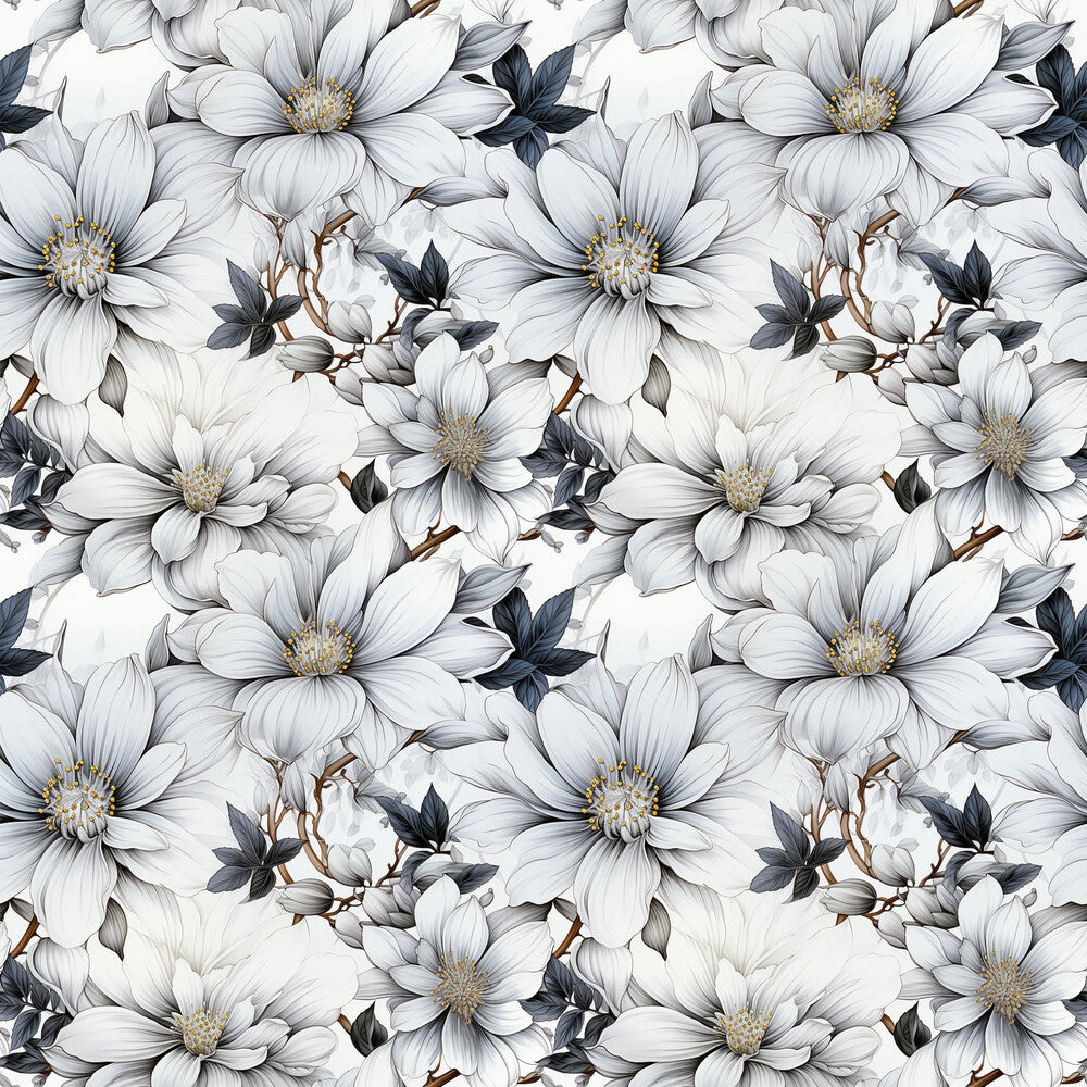 White Flowers Fat Quarter Bundle