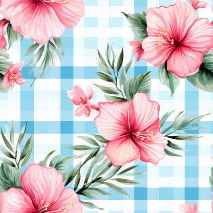 Watermelon Hibiscus Floral Gingham Fat Quarter Bundle