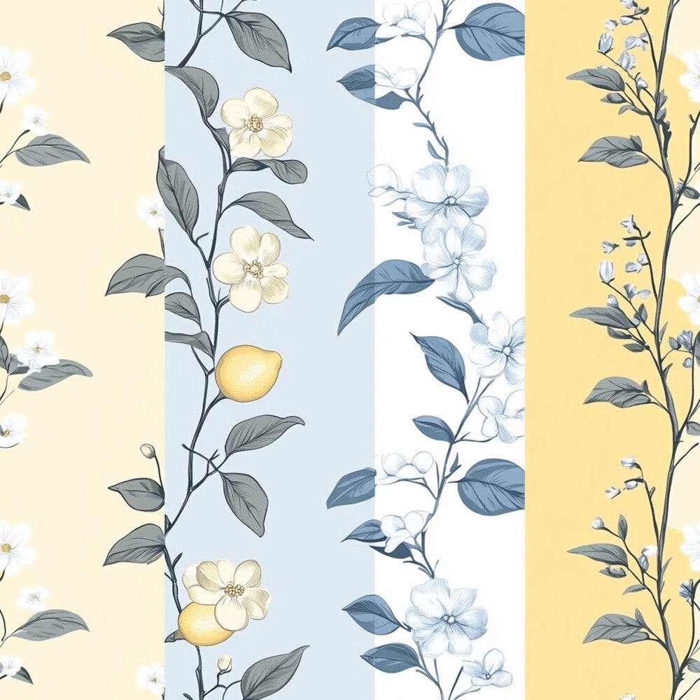 Lemon Floral Shabby Chic Fat Quarter Bundle
